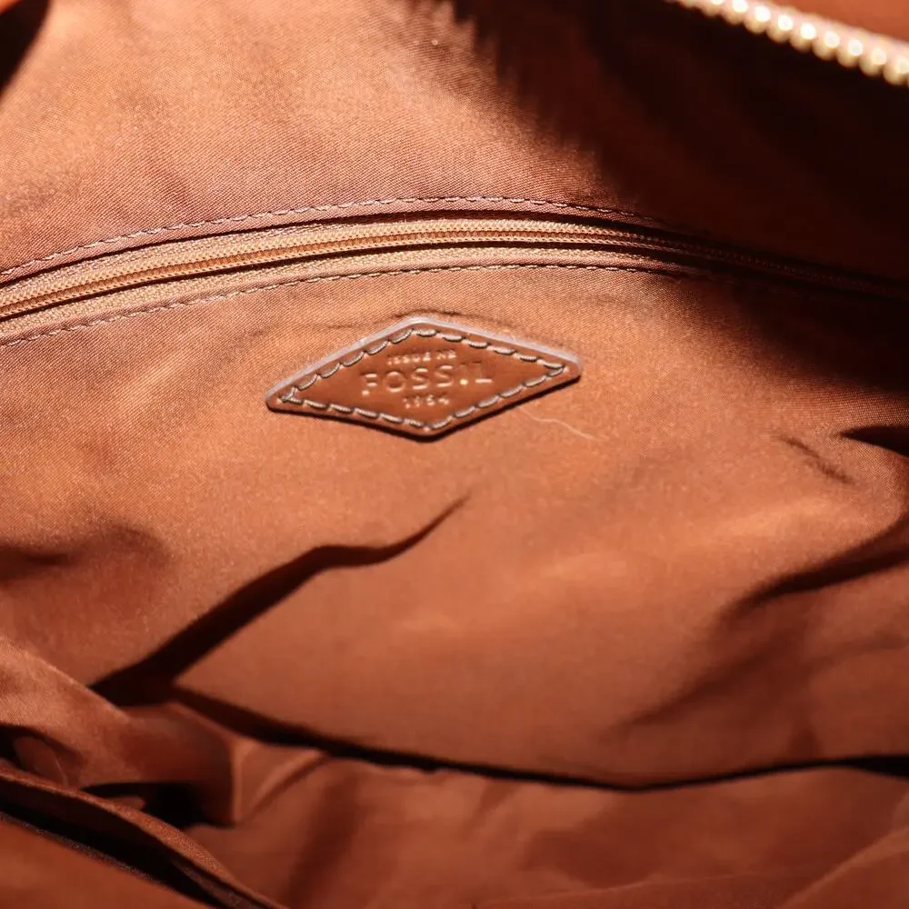Fossil Black and Brown Leather Crossbody Satchel